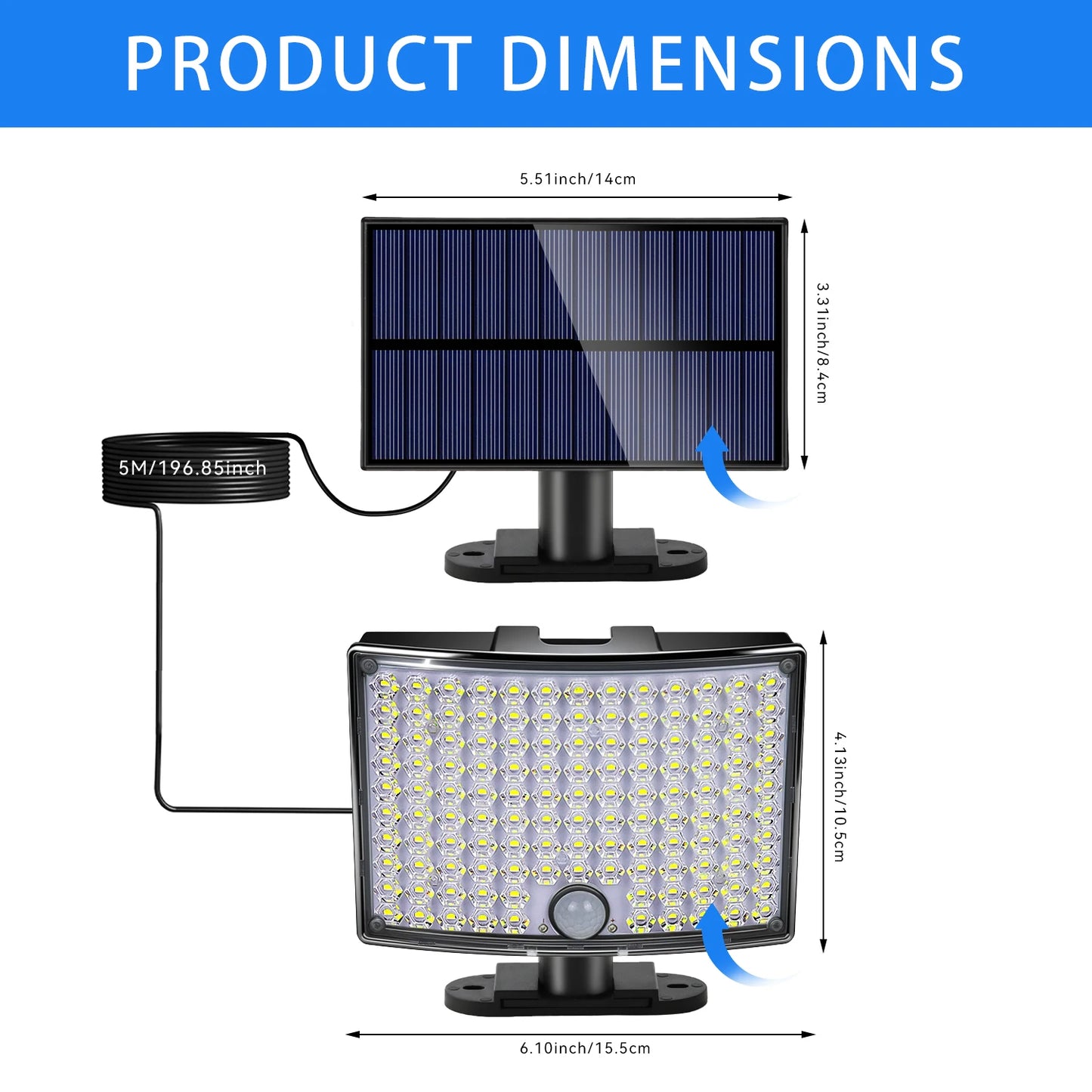 GHUSTAR Solar Motion Sensor Outdoor Lights IP65 Waterproof Garden Lamp