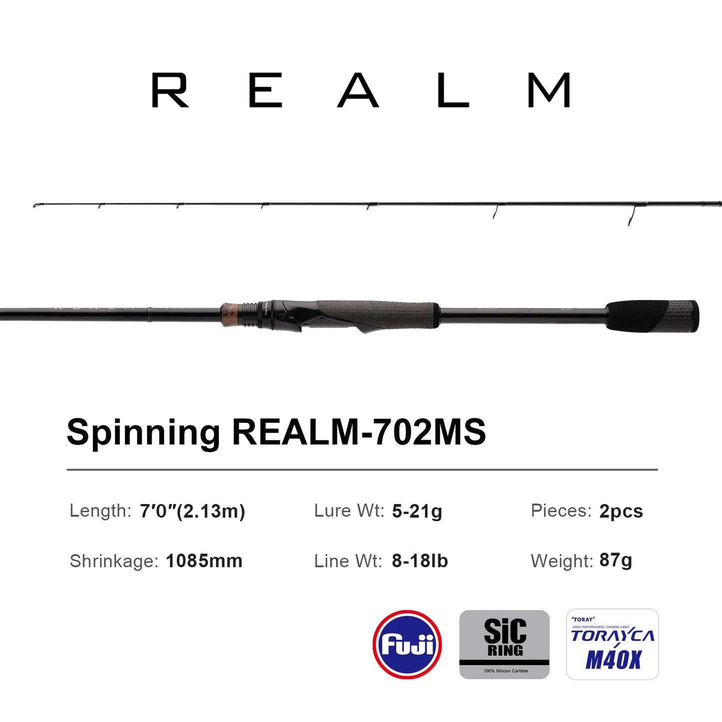 Pure-lure Realm Bass Rod FF Action Spinning Toray Carbon
