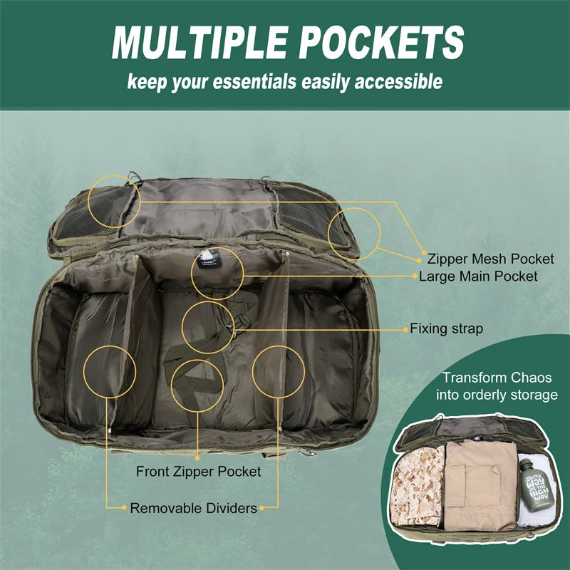 LQARMY Outdoor Molle Tactical Backpack for Hiking Camping Travel