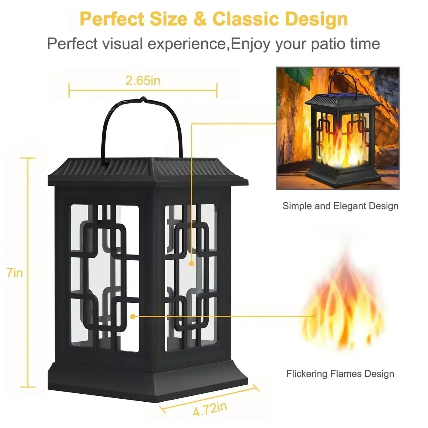 SZRSTH IP65 Waterproof Solar Flame LED Lantern for Garden Patio
