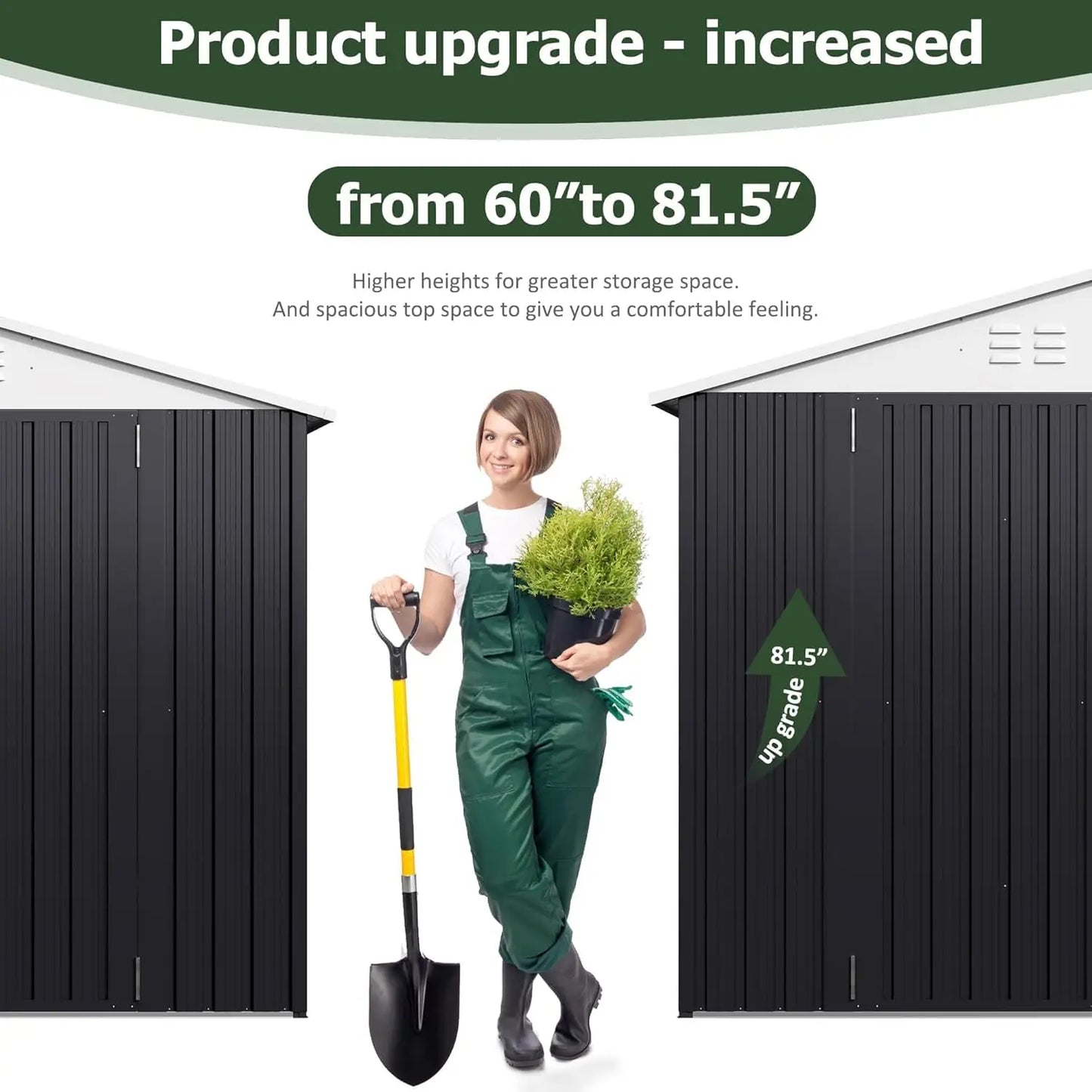 HUANZHUANG Outdoor Storage Shed With Lockable Doors Wood Frame