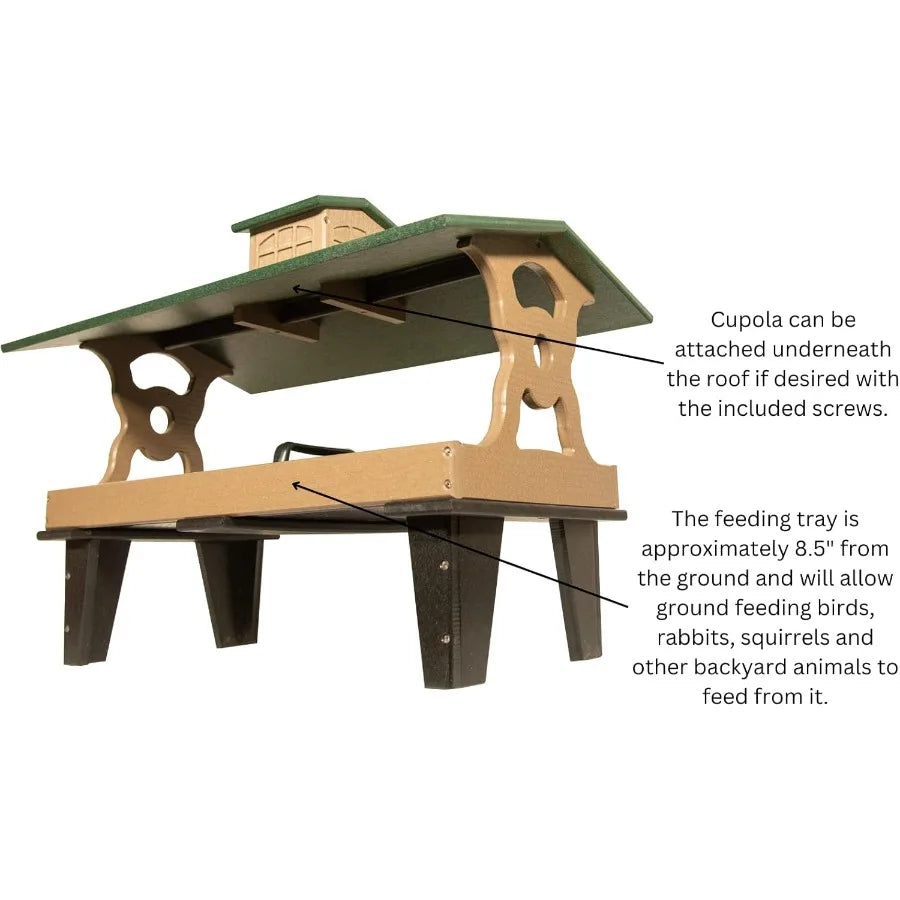 SHXI Colossal Ground Fly Thru Bird Feeder With Removable Tray
