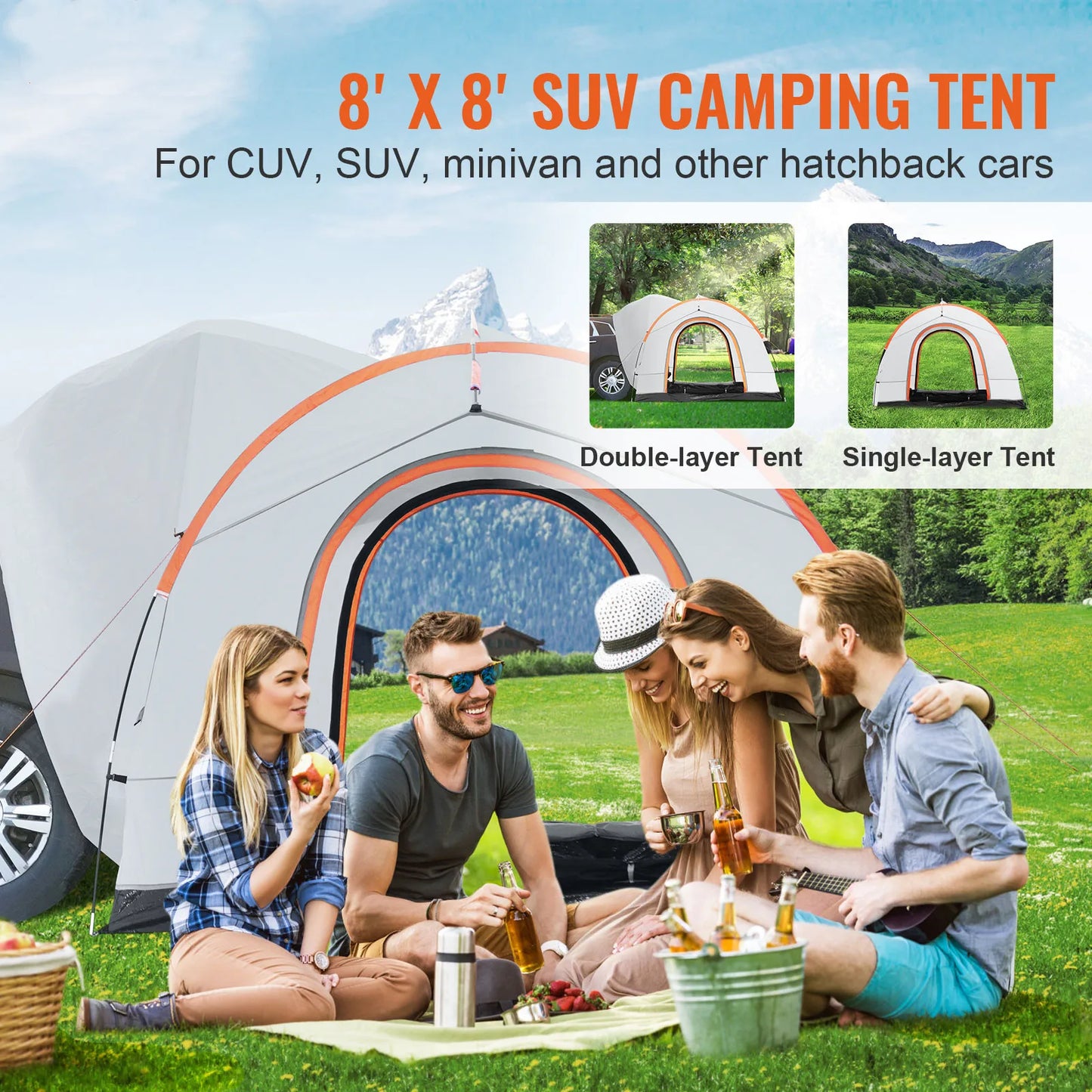 SucceBuy SUV Camping Tent for Travel with Rain Layer