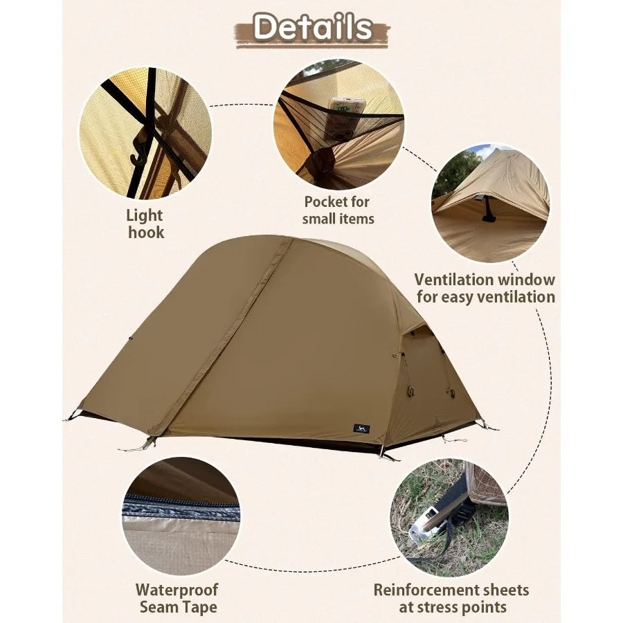 Ultralight Backpacking Tent Nylon for Hiking and Camping