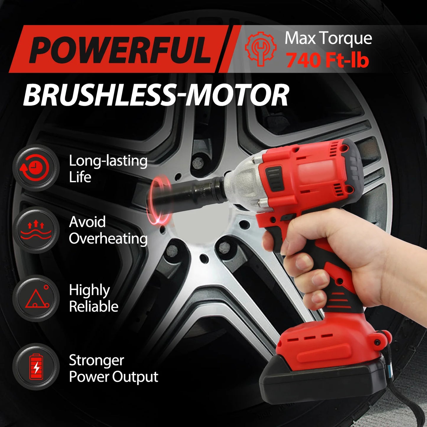 20V Cordless Impact Wrench Kit With Brushless Drill Driver Batteries