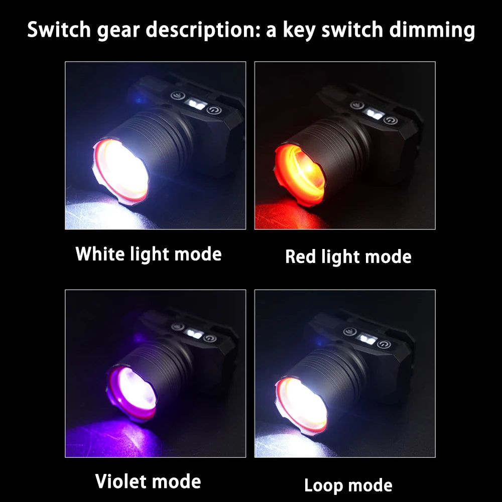 FZCSPEED Rechargeable Three Light Headlamp White LED Waterproof Camping Outdoor