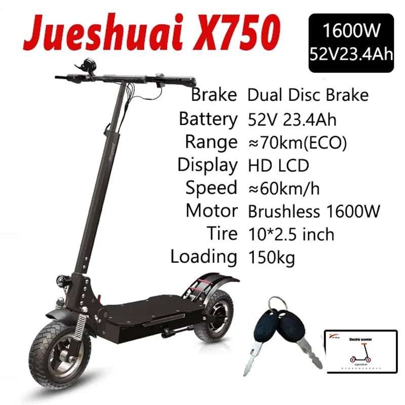 Jueshuai Outdoor Electric Scooter 1000W 48V-72V Fast Off Road Foldable