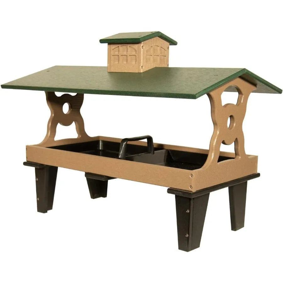 SHXI Colossal Ground Fly Thru Bird Feeder With Removable Tray