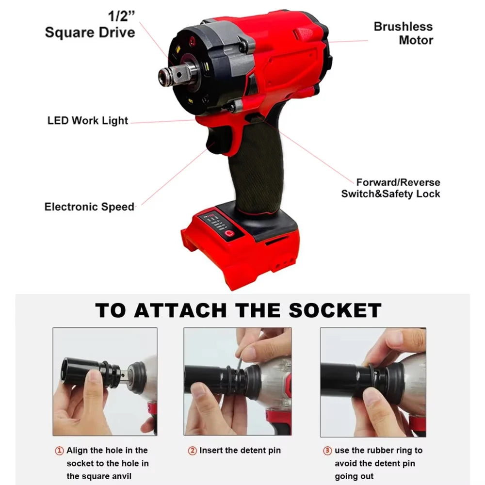 Magnitt Brushless Impact Wrench 500 Nm Cordless 18V Electric Driver